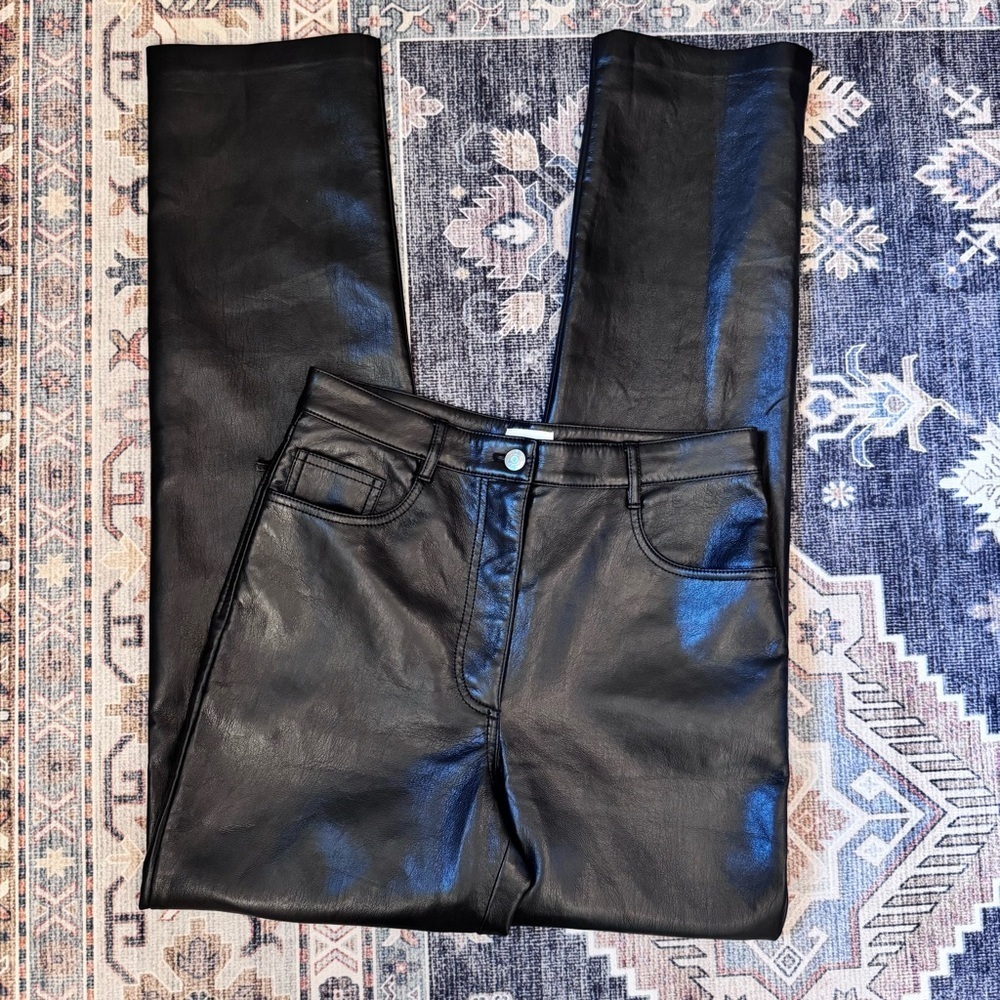 Aritzia Wilfred Melina High Rise Pant Black Leather-like Women’s Size 8 - Picture 5 of 16